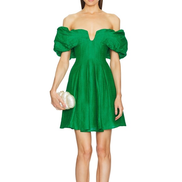 Cult Gaia Green Off-Shoulder Mini Dress - Picture 1 of 13